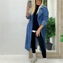 trench lungo doppio petto in jeans denim